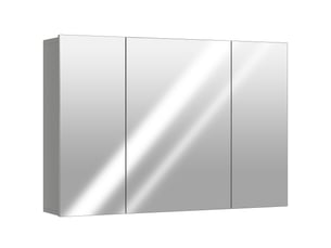 Armoire murale de salle de bain avec dim. 90l x 15l x 60h cm 3 portes miroir et étagères réglables en mdf gris