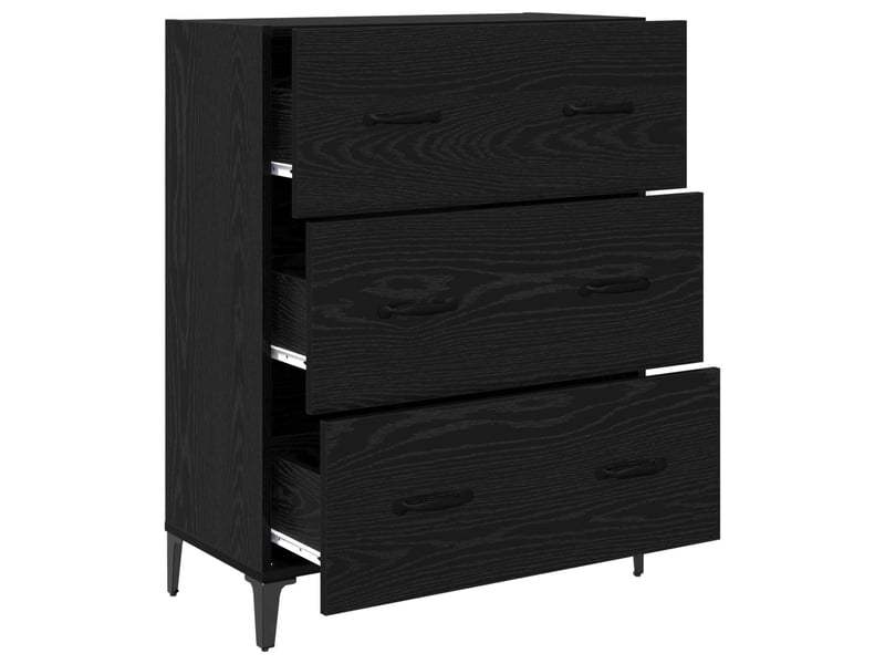  Buffet - bahut - meuble de rangement chêne noir 69,5 x 34 x 90 cm bois d'ingénierie et fer  - Conforama E