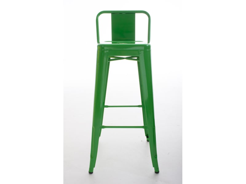 Tabouret de bar x1 en métal vert style industriel moderne avec dossier et repose-pieds structure robuste hauteur d’assise 77 cm 10_0000680 - Conforama B