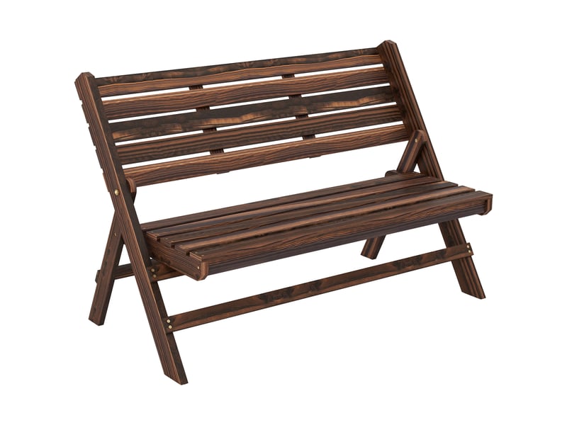  Banc de jardin pliant 2 places à lattes en pin, 122 x 63 x 83 cm, carbonisé  - Conforama B