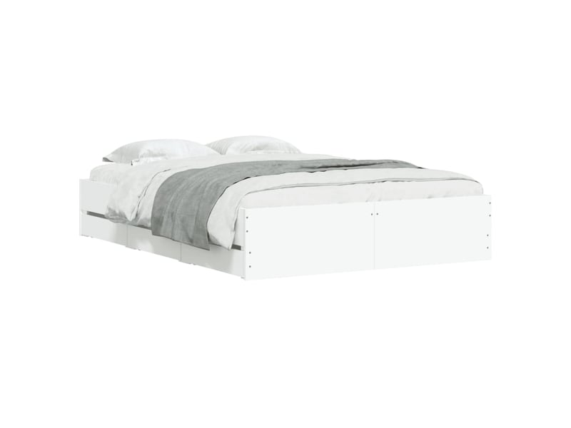  Lit double- lit adulte -  cadre de lit avec tiroirs sans matelas blanc 135x190 cm  - Conforama B