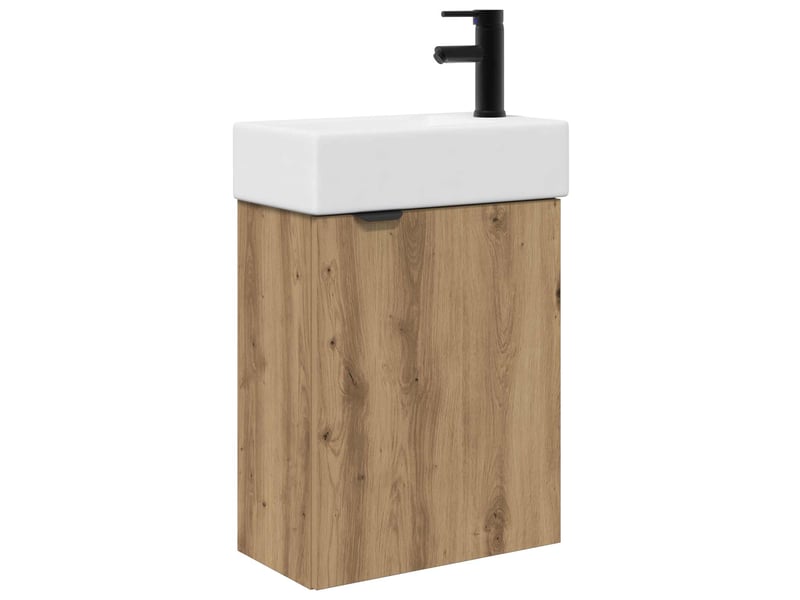 Meuble de rangement salle de bain avec robinet chêne artisanal shl9705  - Conforama A