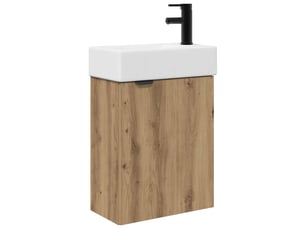 Meuble de rangement salle de bain avec robinet chêne artisanal shl9705