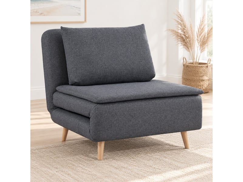  Fauteuil convertible ulevr 3-en-1 click-clack 95 cm, dossier réglable 3 positions, lit d’appoint 191 x 95 cm, polyester gris  - Conforama B