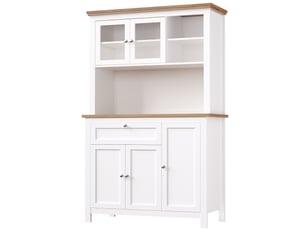 Buffet de cuisine haut 104x40x180 cm, meuble vaisselier blanc avec portes coulissantes et étagères réglables