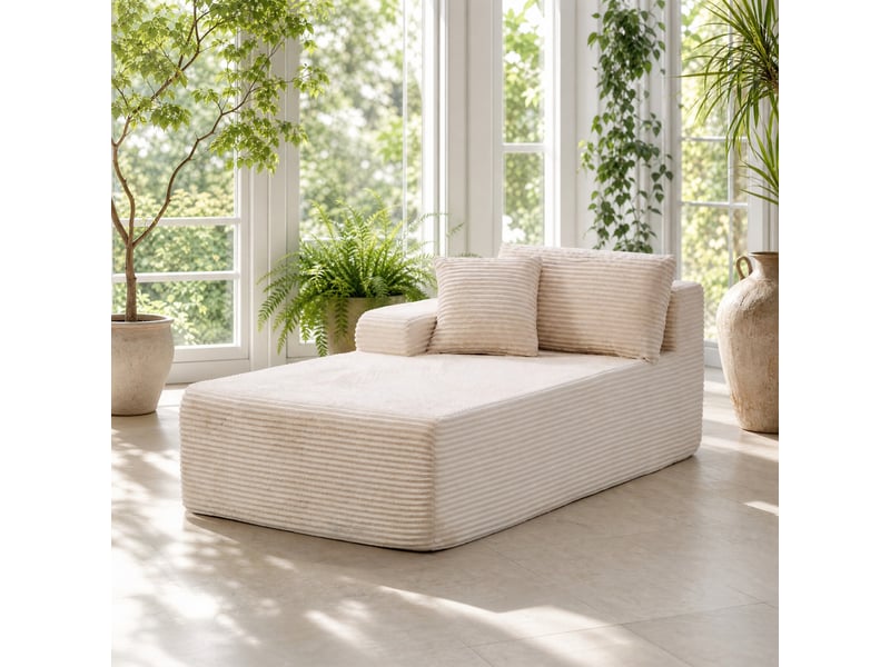  Méridienne modulaire 1 place en chenille ivoire à compression  - Conforama C