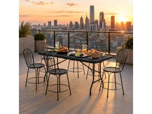 Table de jardin pliante 180 x 74 x 70 cm noire en hdpe et métal, 8 personnes, rangement facile