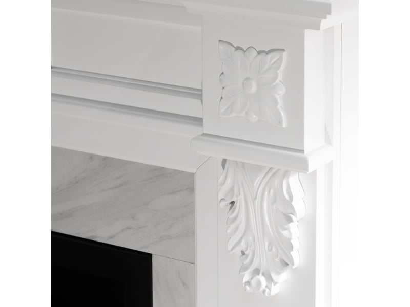 Truman - cheminée électrique sur pied avec effet flamme 121 x 108 x 38 cm, finition bois effet marbre blanc - Conforama D