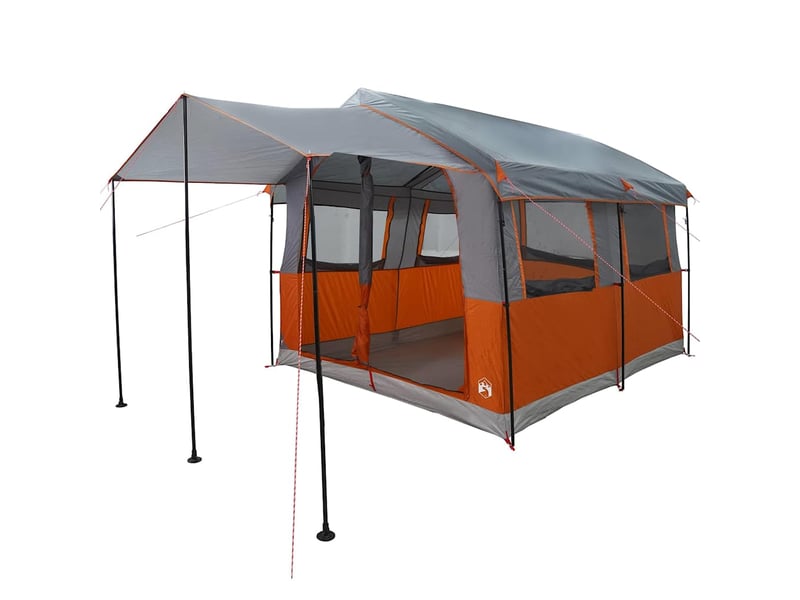  Tente de camping, tente familiale 4 personnes gris et orange  - Conforama A