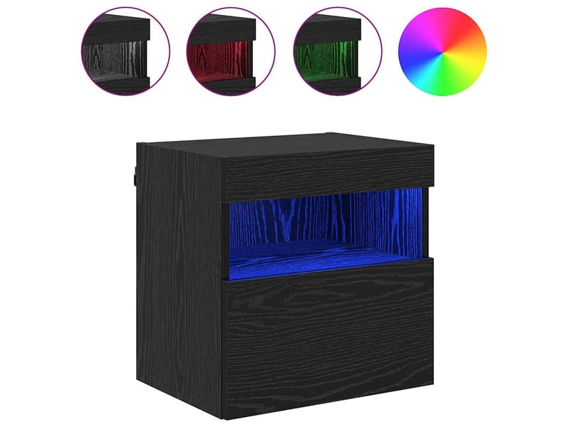  Lot de 2 meuble tv mural, meuble tv suspendu chêne noir bois d'ingénierie shl79894  - Conforama D