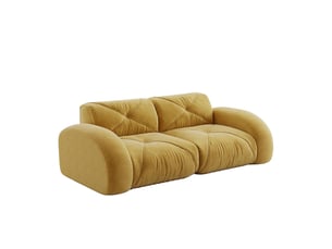 Canapé modulable 2 places en tissu chenille jaune 204 x 95 x 76 cm