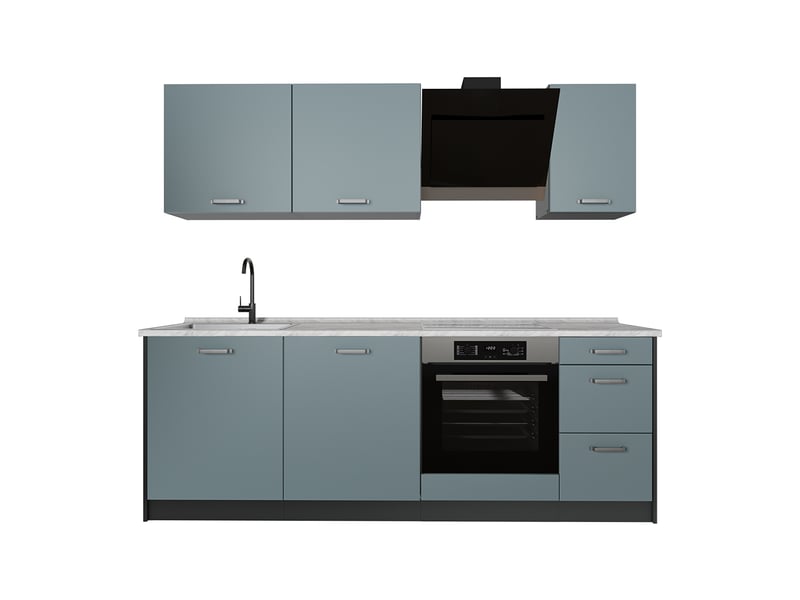 Vicco cuisine, bleu-grisanthracite, 220cm sans plan de travail - Conforama A