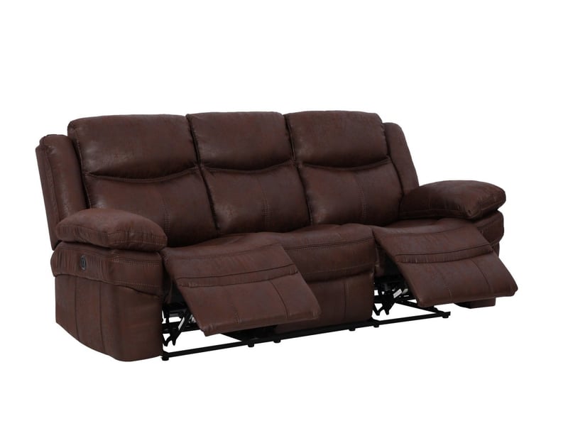  Canapé relax électrique 3 places en tissu microfibre marron alfred 7114F-MARR-3 - Conforama A
