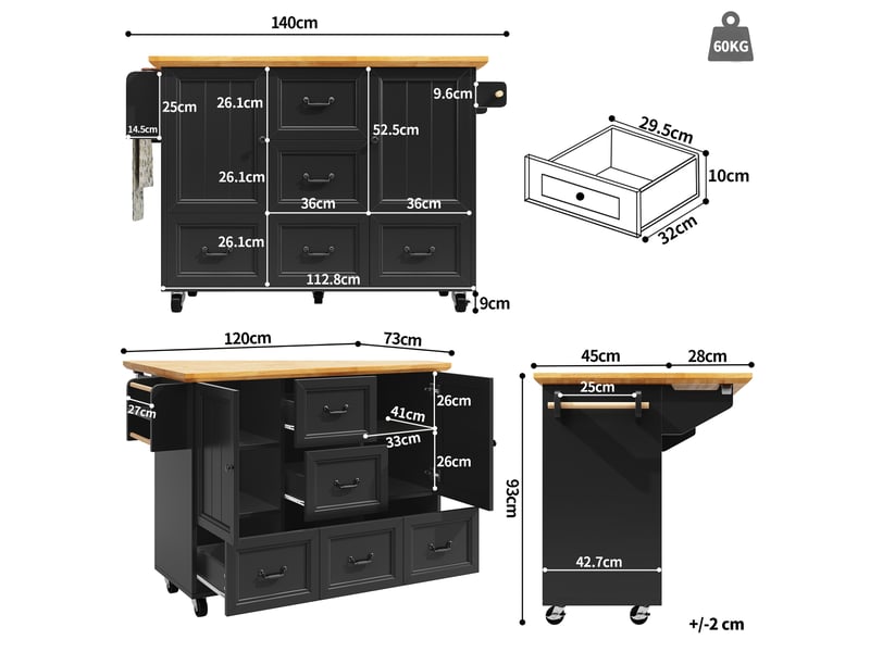  Desserte 2 portes 5 tiroirs coloris noir mdf desserte noir - Conforama C