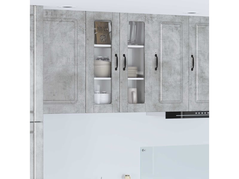 Meuble mural de cuisine, cabinet en verre mural gris béton 60x31x80cm shl4824 - Conforama B