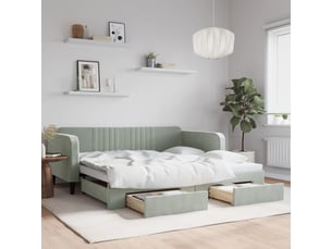 Lit adulte, lit simple, lit de jour avec gigogne et tiroirs sans matelas 100x200cm cf18231