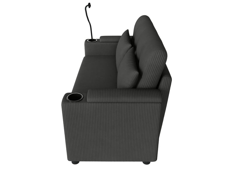  Canapé 2 places avec rangement 136.5x79.5x83.6 cm velours côtelé gris  - Conforama R