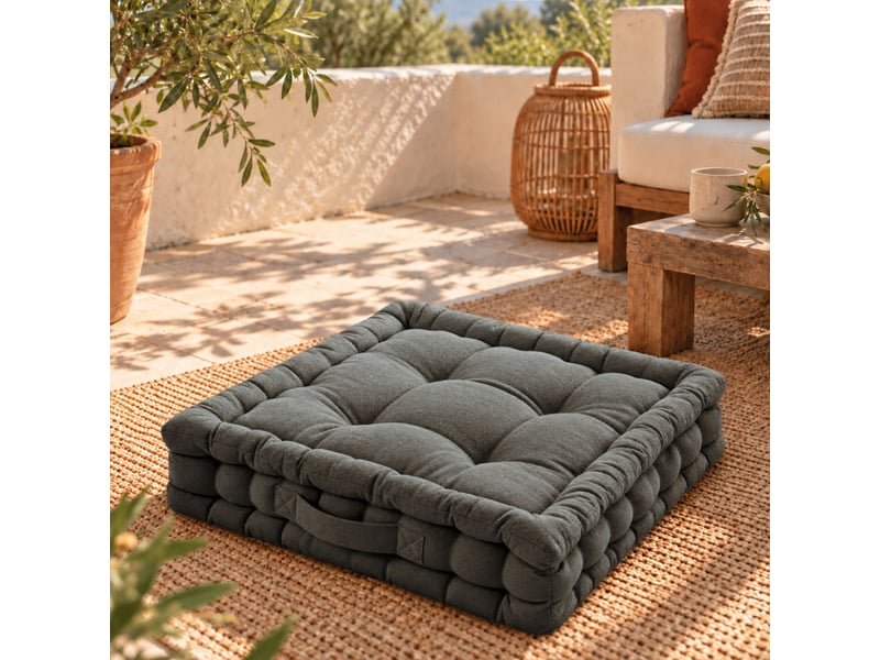 Coussin de sol capitonné - gris foncé - Conforama D