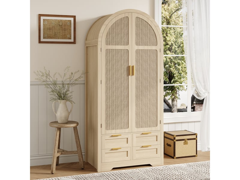  Armoire penderie 80x50x180 cm - grand rangement - avec tiroirs - mdf - pour chambre - garde-robe - mobilier fonctionnel - chêne CozyNest - Conforama C