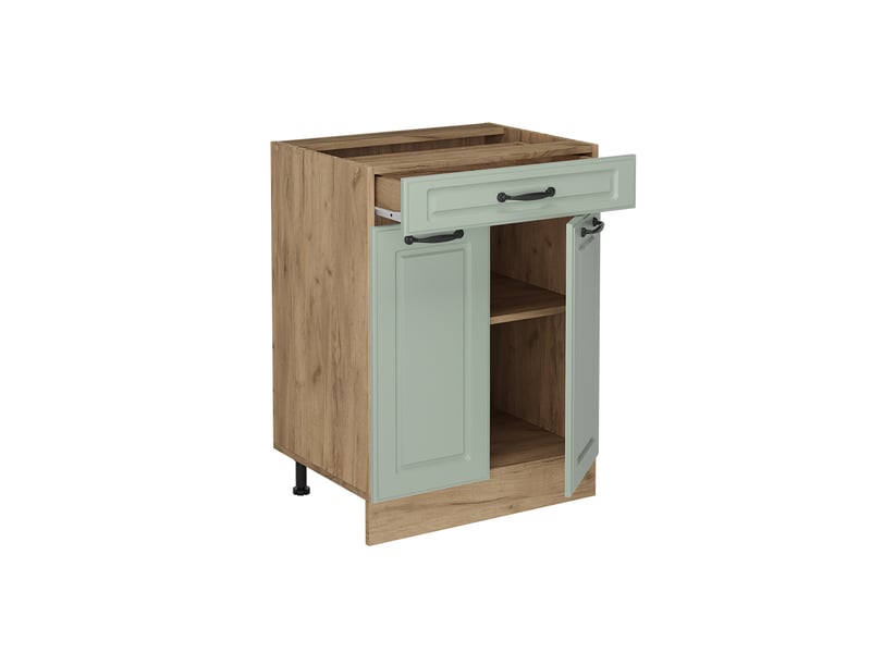  Vicco meuble cuisine, mint campagnechêne doré, 60cm avec tiroir plan de travail marbre  - Conforama E