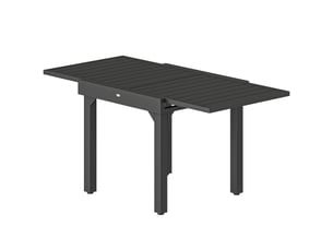 Table de jardin extensible d'extérieur 80160 cm pour 4 à 6 personnes, rectangulaire, noire, idéale pour terrasse.