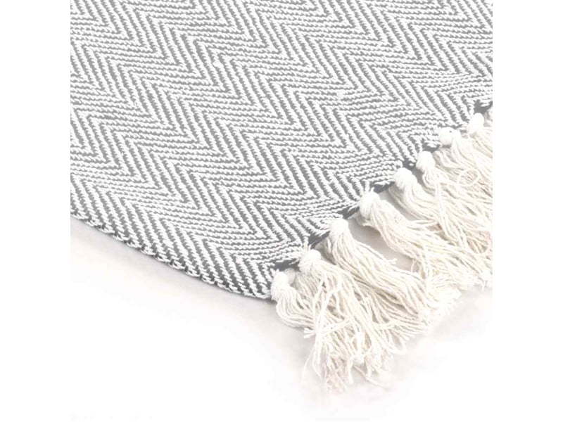 Couverture coton à chevrons 160x210 cm gris - Conforama D