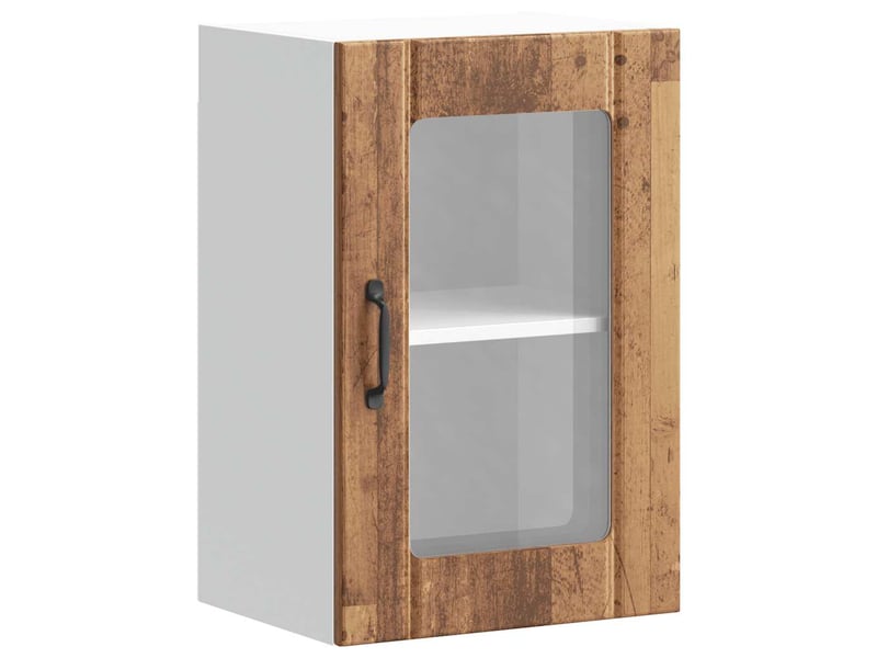 Armoire murale de cuisine avec porte en verre lucca vieux bois shl1533 - Conforama A