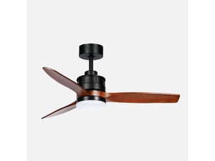Ventilateur de plafond fabrilamp barrax dc noirchêne 3 pales 106 cm 6 vitesses led 18 w télécommande