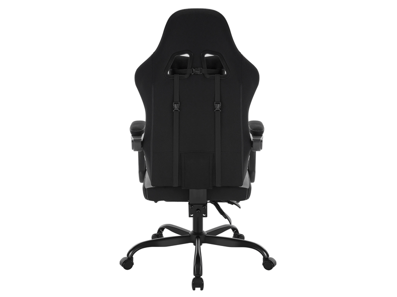Fauteuil de bureau gaming noir et gris avec massage usb, repose-pieds et dossier inclinable de 90° à 145° - Conforama D