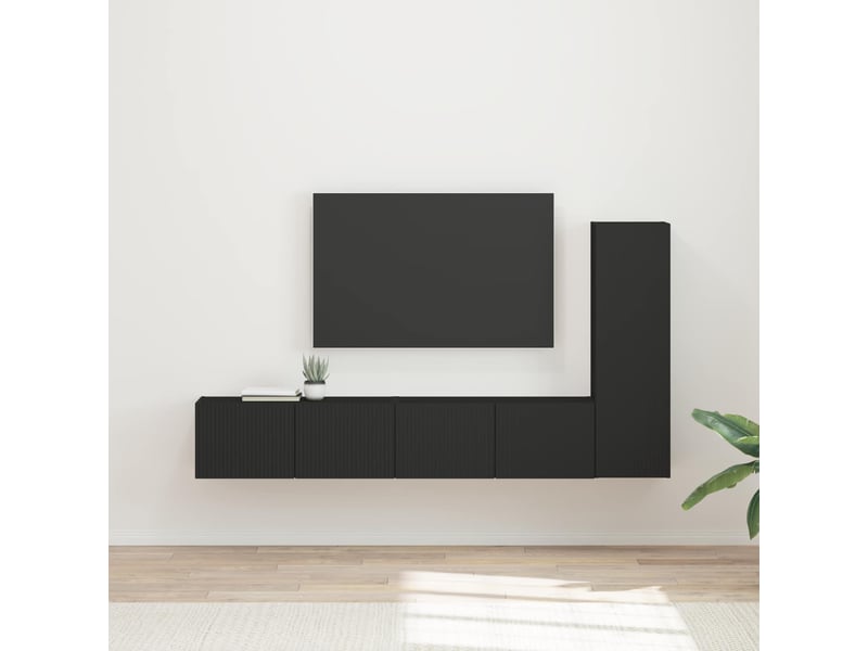  Ensemble meuble tv - banc tv - meuble de rangement 3 pcs noir bois d'ingénierie  - Conforama B