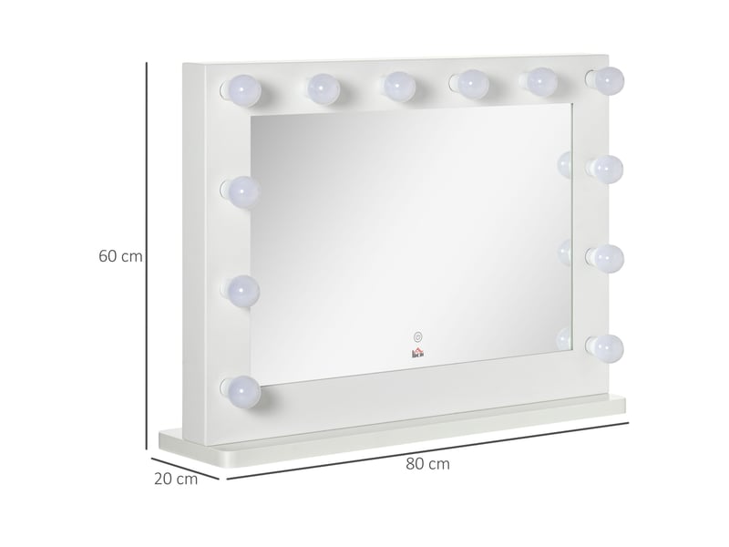  Miroir - avec éclairage led - fer - blanc - pour décoration intérieure 80x60x20cm - Conforama D