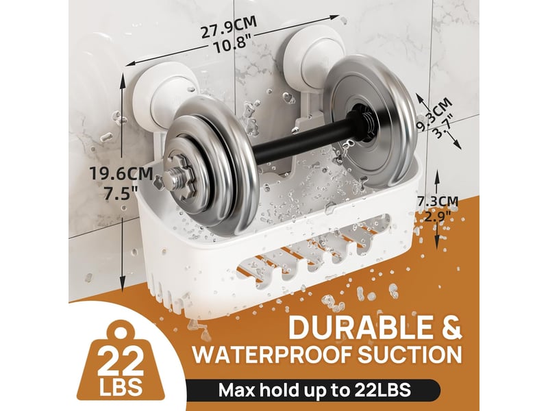 Sakae range-douche sans perçage, ventouse simple, charge 10 kg, réutilisable, pour surfaces lisses salle de bain et cuisine  - Conforama E