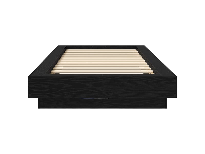 Lit simple- lit adulte - cadre de lit avec led chêne noir 80 x 200 cm bois d'ingénierie - Conforama D