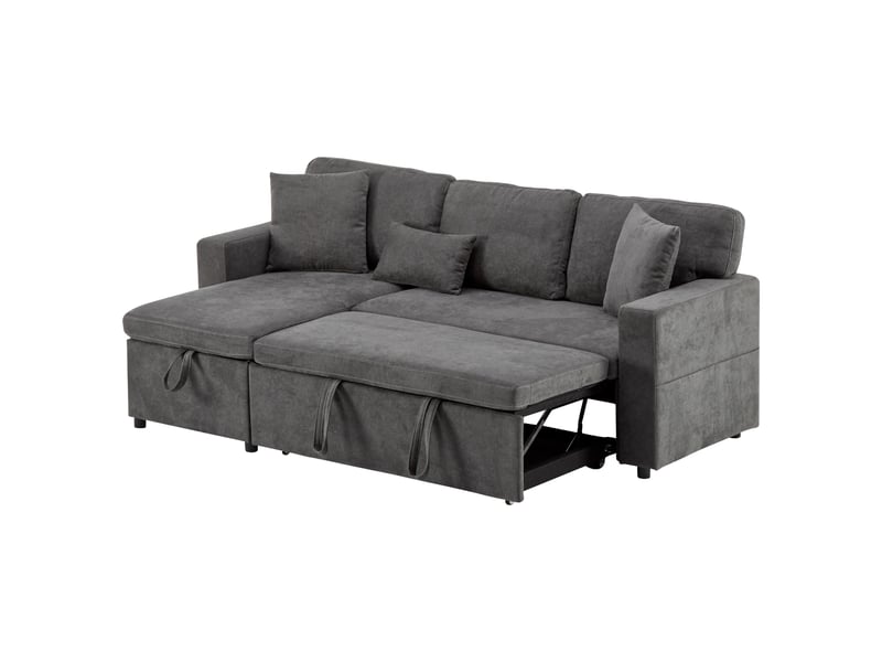 Canapé d'angle, canapé convertible : gris foncé, coffre de rangement, 214 x 131 x 87 cm - Conforama B