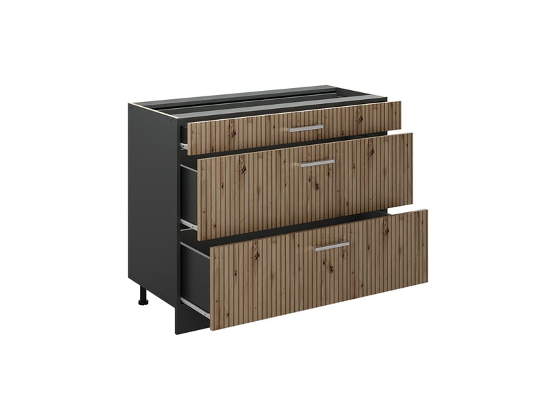  Vicco meuble cuisine, chêne artisananthracite, 100cm plan de travail anthracite  - Conforama C