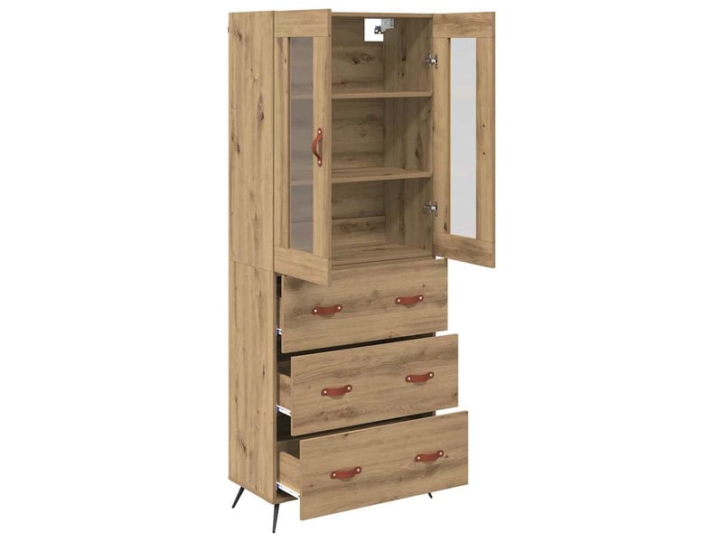 Buffet - bahut - meuble de rangement avec étagère 2 pc chêne artisanal 69,5 x 34 x 180 cm - Conforama E
