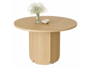 Table à manger ronde ulevr 120 cm pour 4 à 6 personnes, style scandinave minimaliste, mdf, coloris chêne, résistante aux rayures