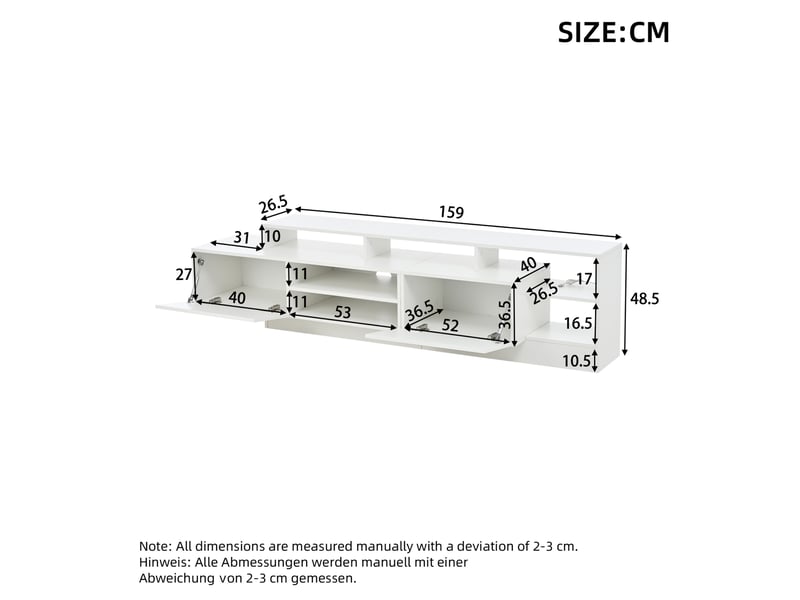  Meuble tv modenvie blanc avec led et rangement 190 x 40 x 48,5 cm  - Conforama C