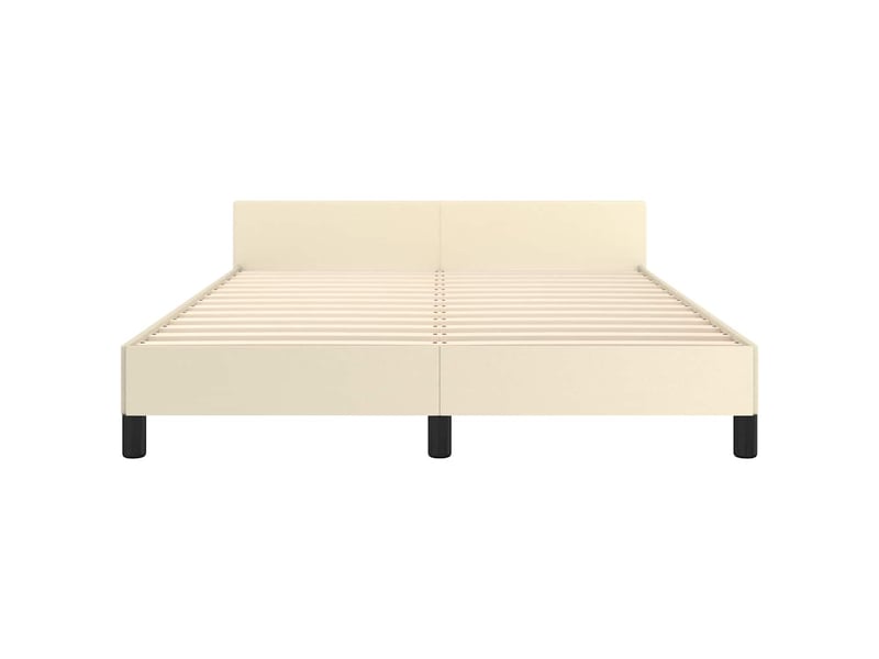  Lit double- lit adulte -  cadre de lit avec tête de lit sans matelas crème 140x190 cm  - Conforama D