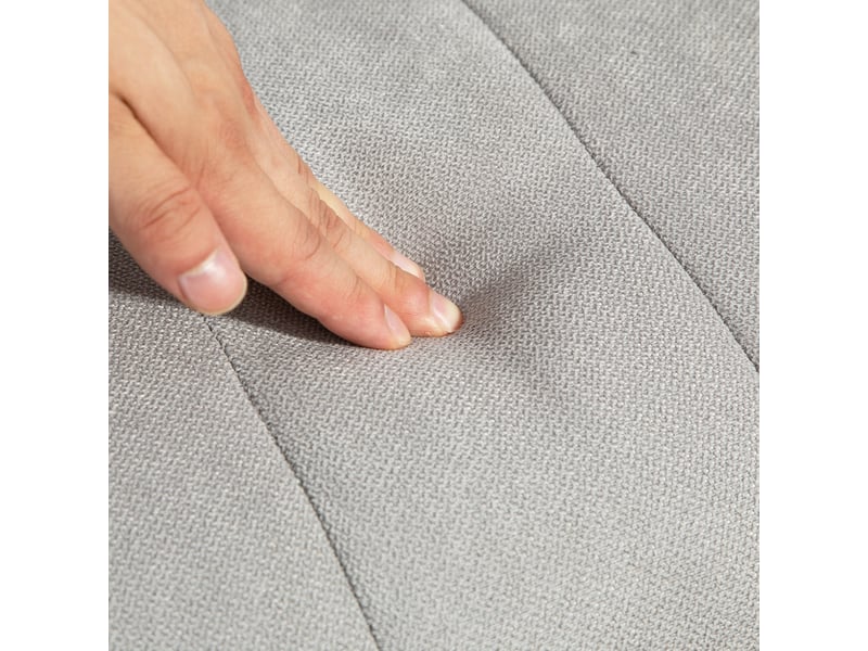  Fauteuil à bascule gris rembourré avec coussin lombaire et poches latérales, cadre en bois, 90x65x98 cm  - Conforama D