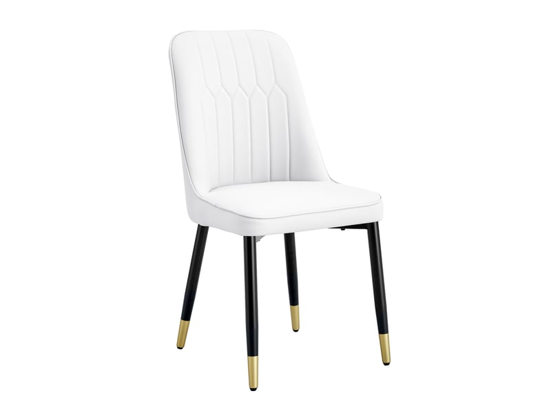  Lot de 6 chaises de salle à manger blanches en simili cuir pu, pieds métal noir  - Conforama E