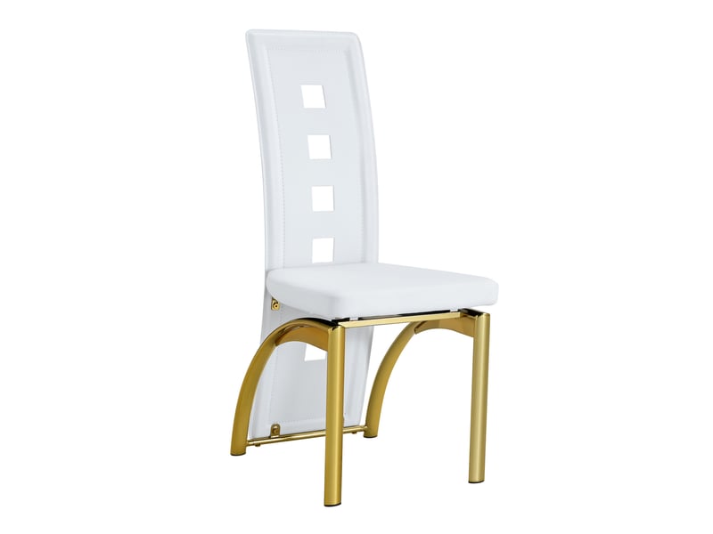  Lot de 6 chaises de salle à manger 43 x 49 x 102,5 cm en pu blanc et doré  - Conforama A