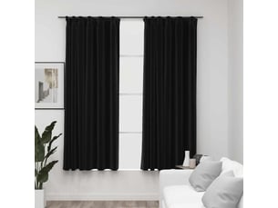 Lot de 2 rideaux occultants, rideaux black-out aspect lin crochet anthracite 140x175cm cf44536