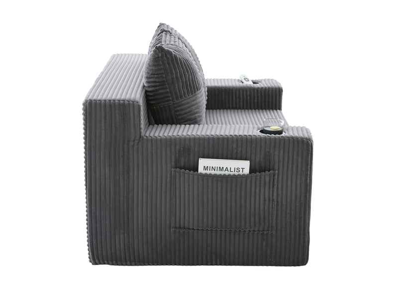  Canapé-lit 2 places 151x133x64 cm avec 2 coussins et porte-gobelet gris sans matelas  - Conforama D