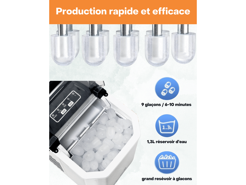 DREAMADE Machine à Glaçons avec Réservoir d'Eau 2,2L Taille de Glaçon DREAMADE Machine à Glaçons avec Réservoir d'Eau 2,2L Taille de Glaçon