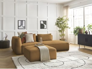Canapé droit fixe BOBOCHIC LEOPOLD 4 places Velours jaune