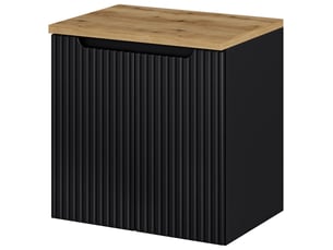 Meuble sous lavabo salle de bain rangement design avec 2 portes 60 x 60 x 40 cm noir effet chêne 03_0010016