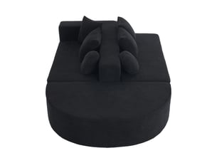Canapé convertible, canapé 5 places avec 4 coussins carrés, 2 coussins ronds, en chenille, noir