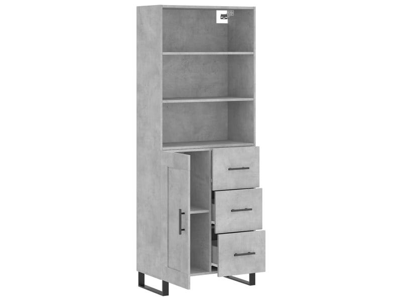  Buffet haut - bahut - meuble de rangement gris béton 69,5x34x180 cm bois d'ingénierie  - Conforama D