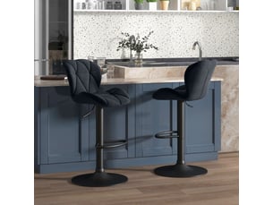 tabouret de bar assise réglable en hauteur <strong>STILVORA</strong> - noir hauteur d'assise 60 cm vendu Par paire